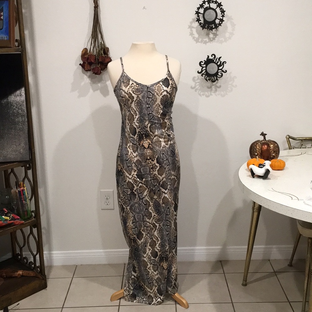 NWOT Snakeskin Maxi dress with slit